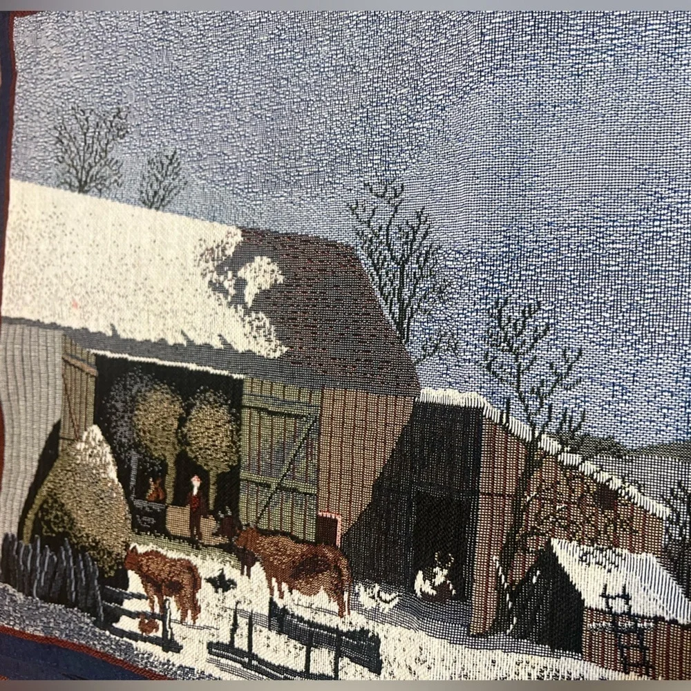 Winter Scene Tapestry 4 Placemats Navy Back